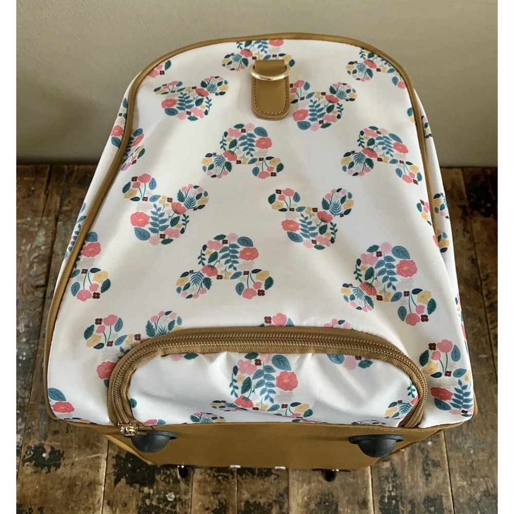 Bioworld Disney Mickey Mouse Rolling Duffle Bag 20" Carry On Travel Floral NWT - Picture 11 of 16